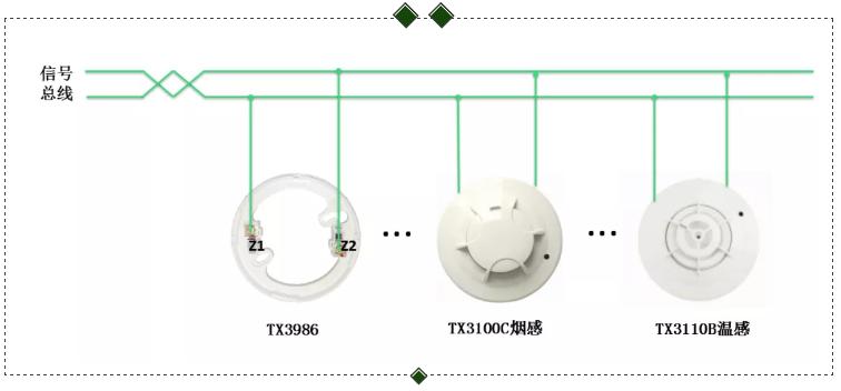 TX3100C點(diǎn)型光電感煙火災(zāi)探測(cè)器、TX3110B點(diǎn)型光電感溫火災(zāi)探測(cè)器接線圖